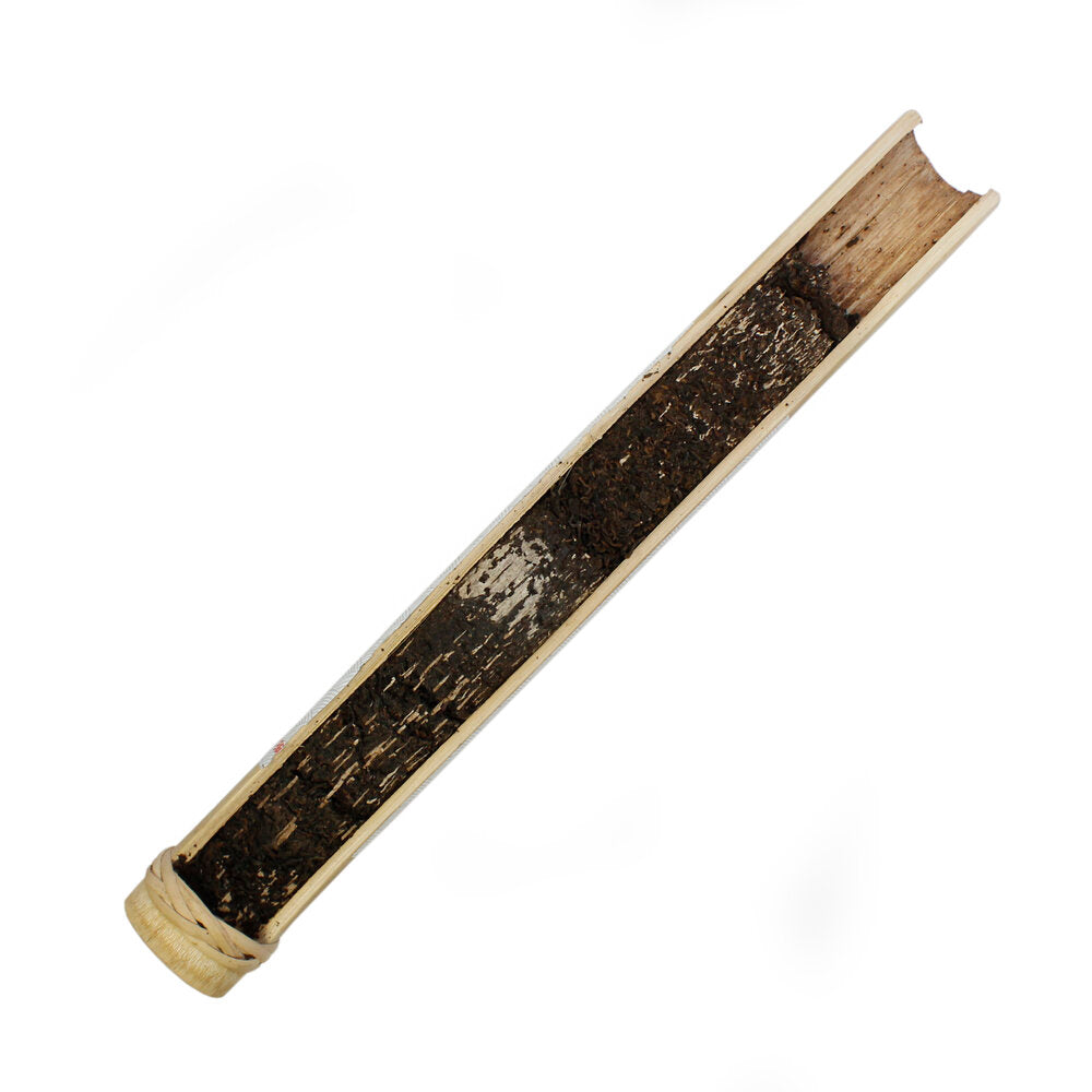 Horse Shu Pu-erh Bamboo Stick, 2017 unwrapped